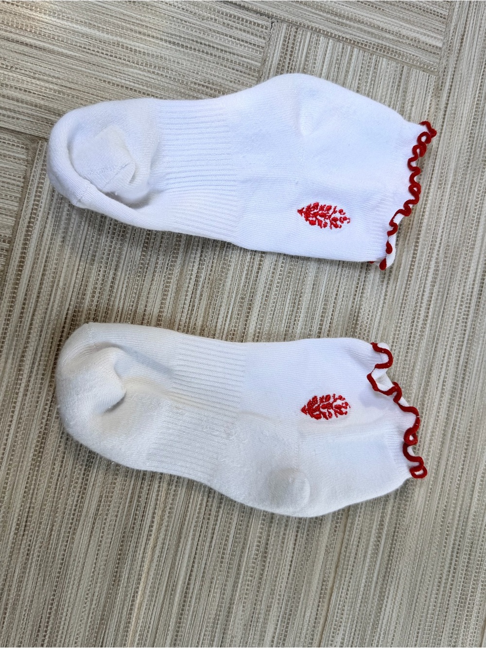 Free People White Ankle Socks with Red Trim - Comfortable Everyday Pair